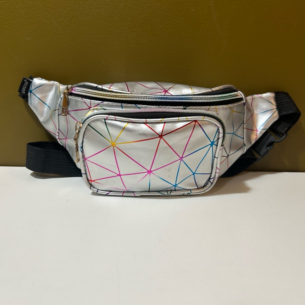 Geometric Silver Rainbow Fanny Pack